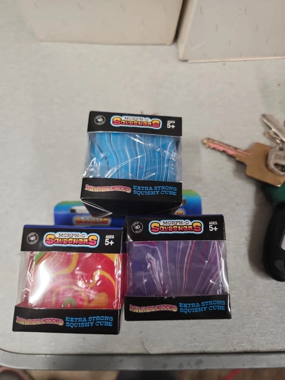 Extra Strong Squishy Cube - Blue, Red, Purple